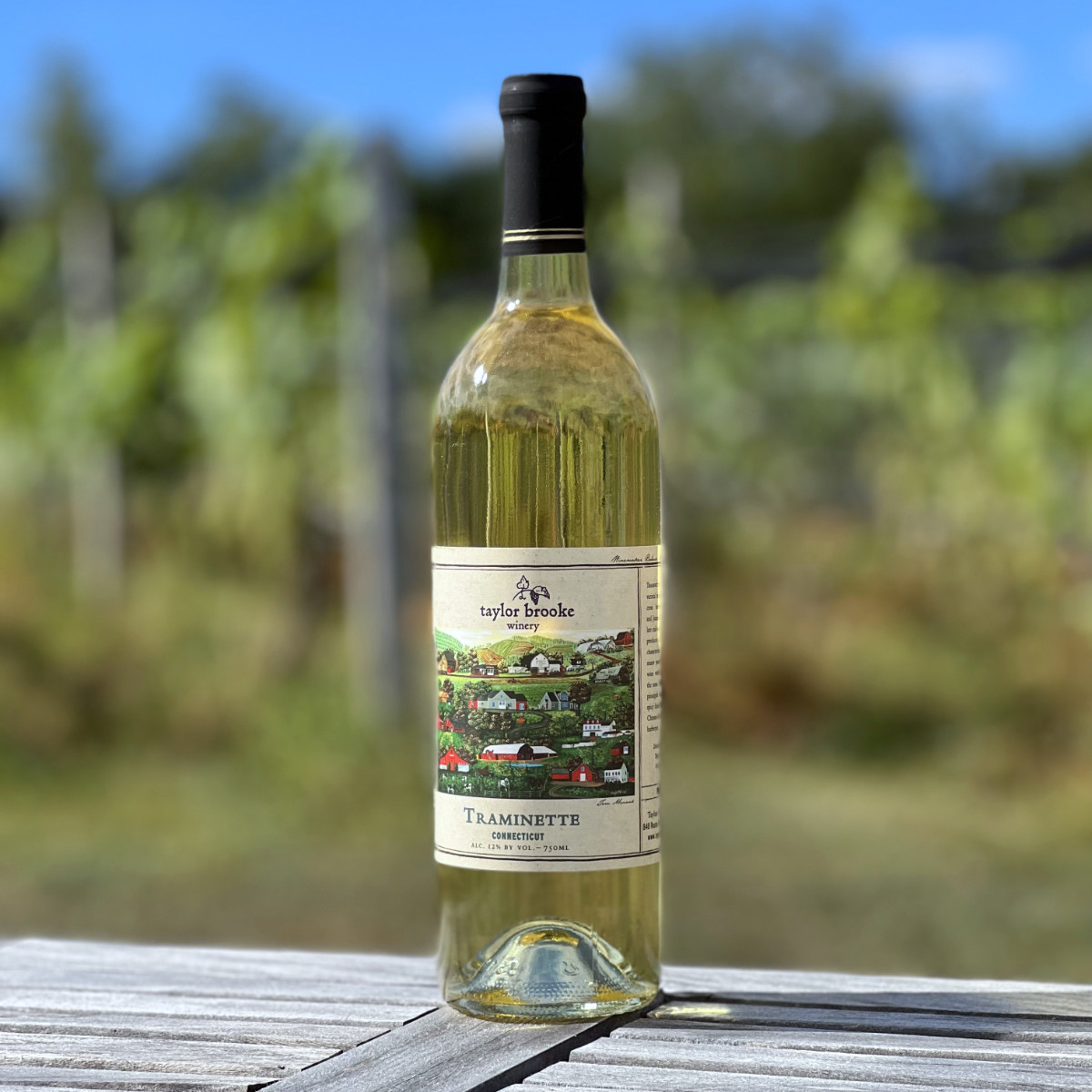 Traminette white wine bottle